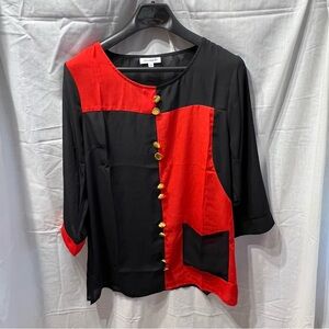 SERENGETI Top Pullover Lightweight Semi-sheer Color-block Size L(14-16) NWOT